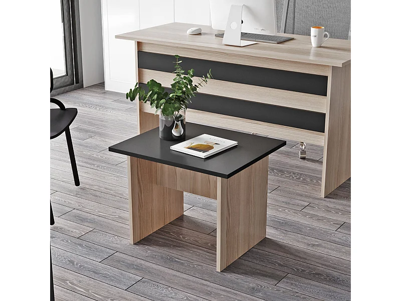 Mesa de Centro Moderna Vo2-Ob em Carvalho e Preto