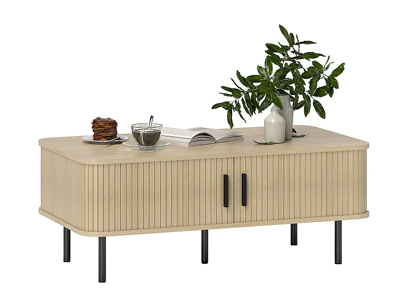 Mesa de Centro Uppsala em Carvalho com 2 Compartimentos e Portas de Correr para Sala de Estar e Quarto