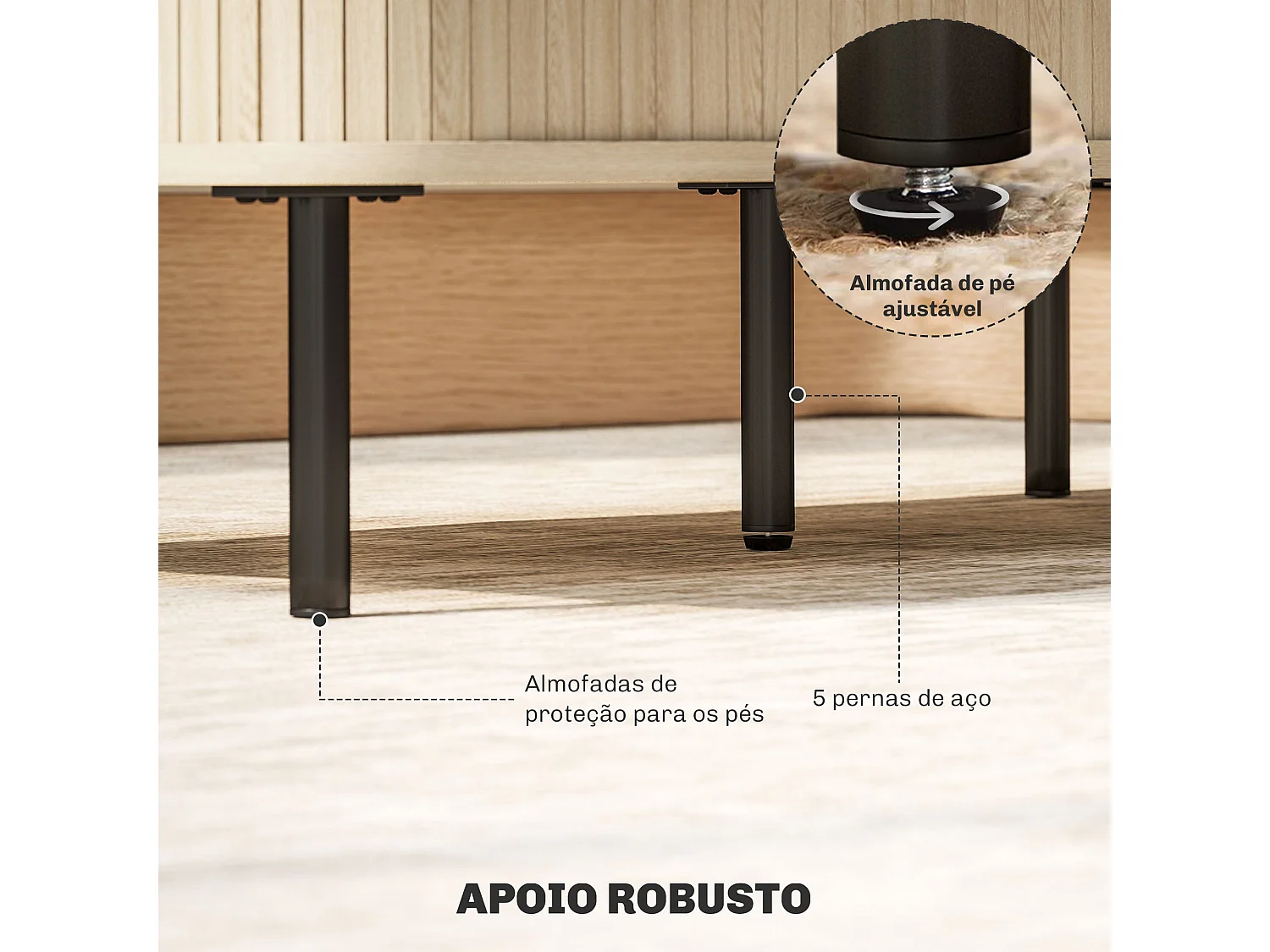 Mesa de Centro Uppsala em Carvalho com 2 Compartimentos e Portas de Correr para Sala de Estar e Quarto