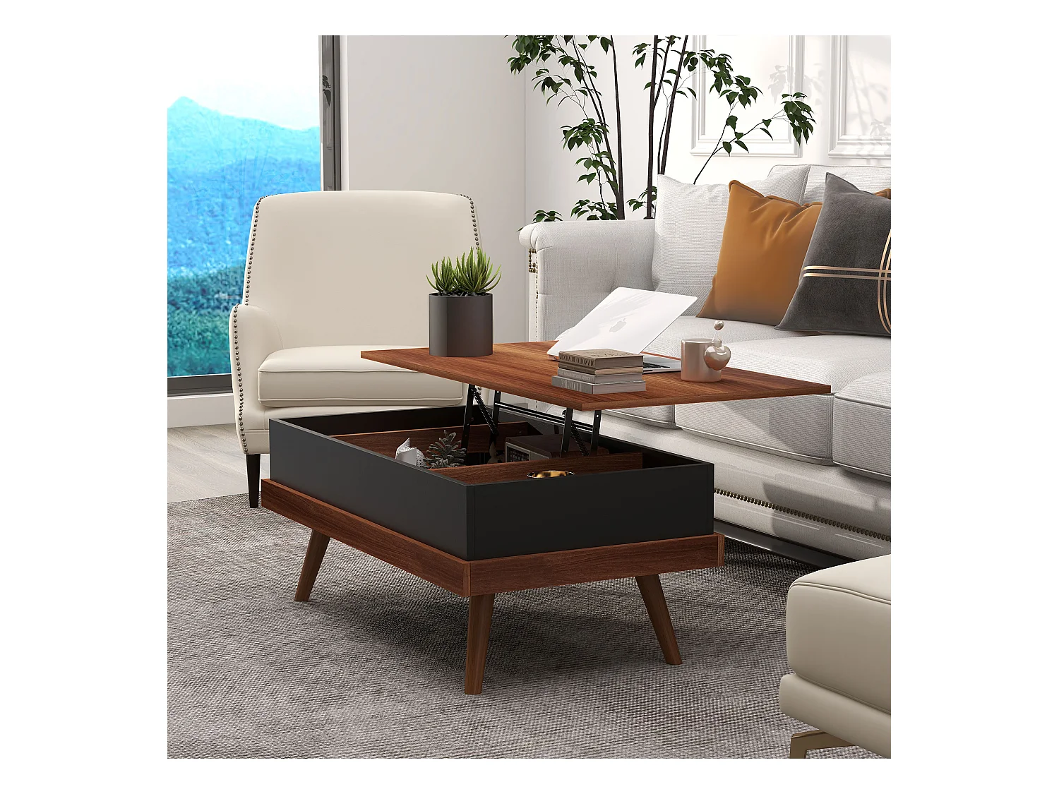 Mesa de centro marrón y negro 100x79x54 cm HOMCOM