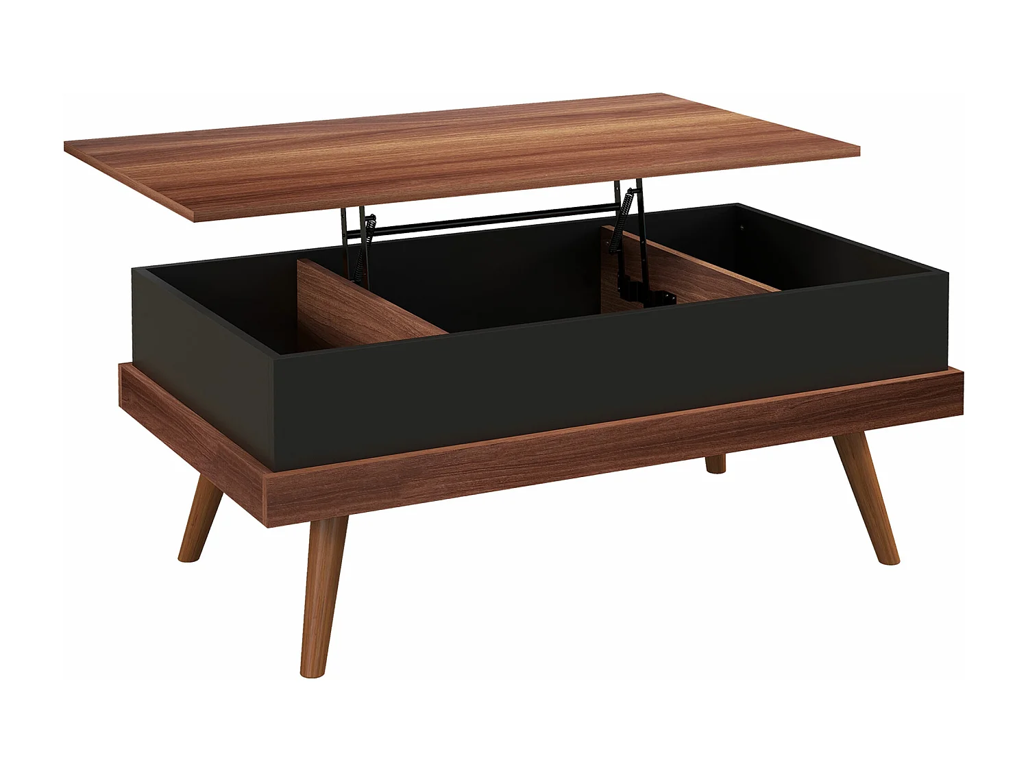 Mesa de Centro Elevatória Table Basse Noire - Design Moderno e Funcional em Castanho e Preto