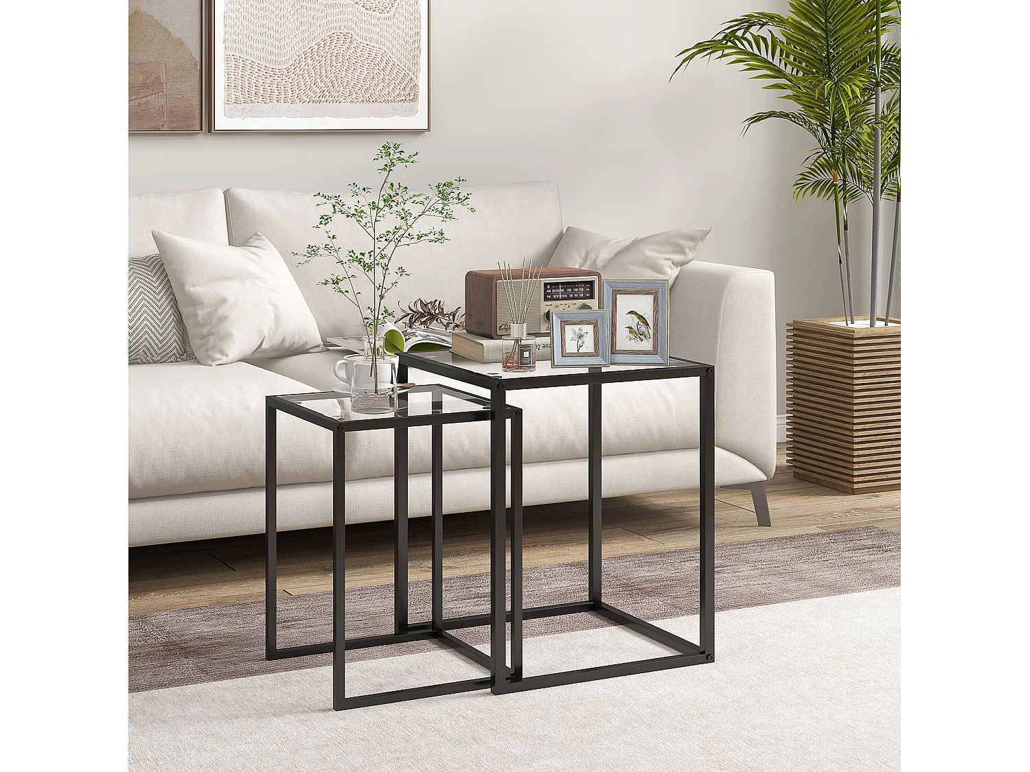 Mesas auxiliares negro 42x42x51 cm HOMCOM