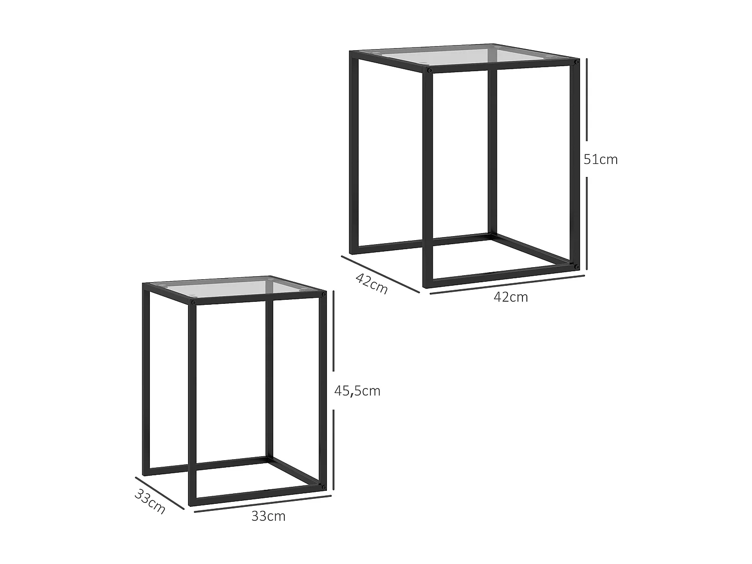 Mesas auxiliares negro 42x42x51 cm HOMCOM