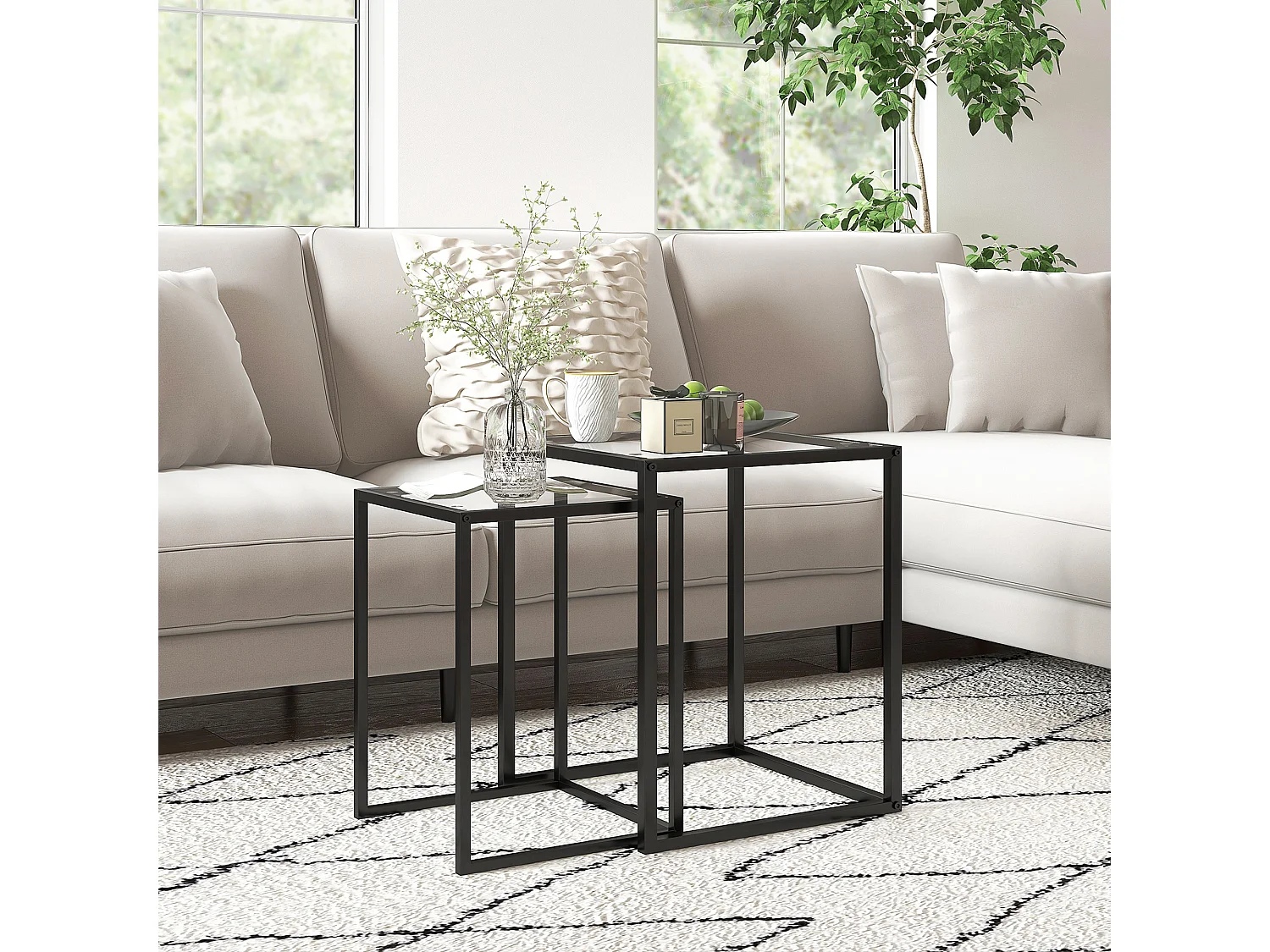 Mesas auxiliares negro 42x42x51 cm HOMCOM