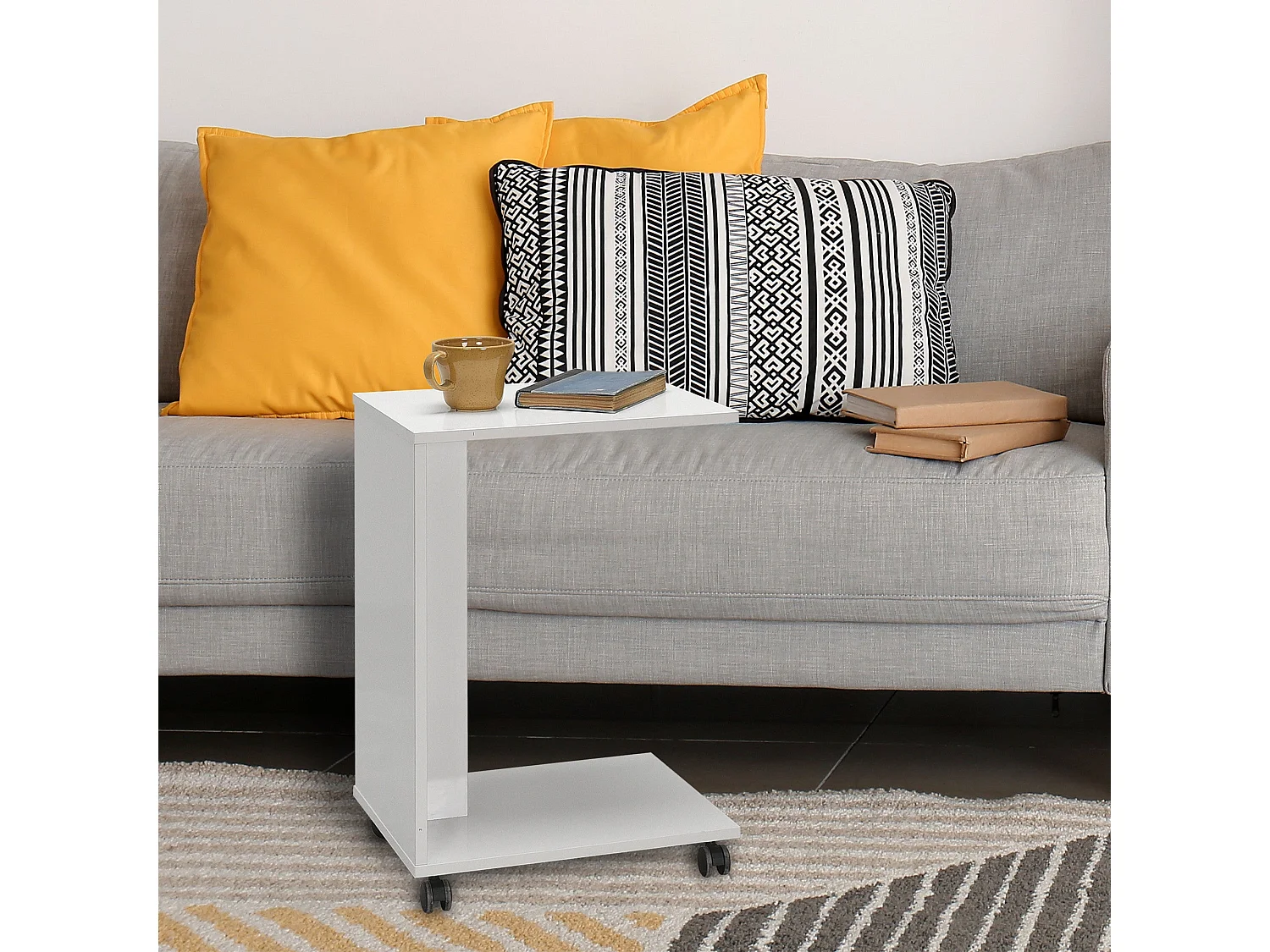 Mesa de Apoio Volare em Branco - Design Moderno 35x65x45cm