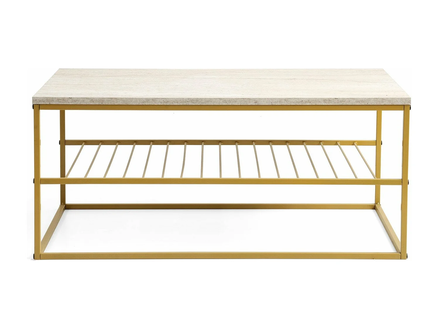 Mesa de Centro Asude – Elegância em Mármore e Ouro para sua Sala de Estar