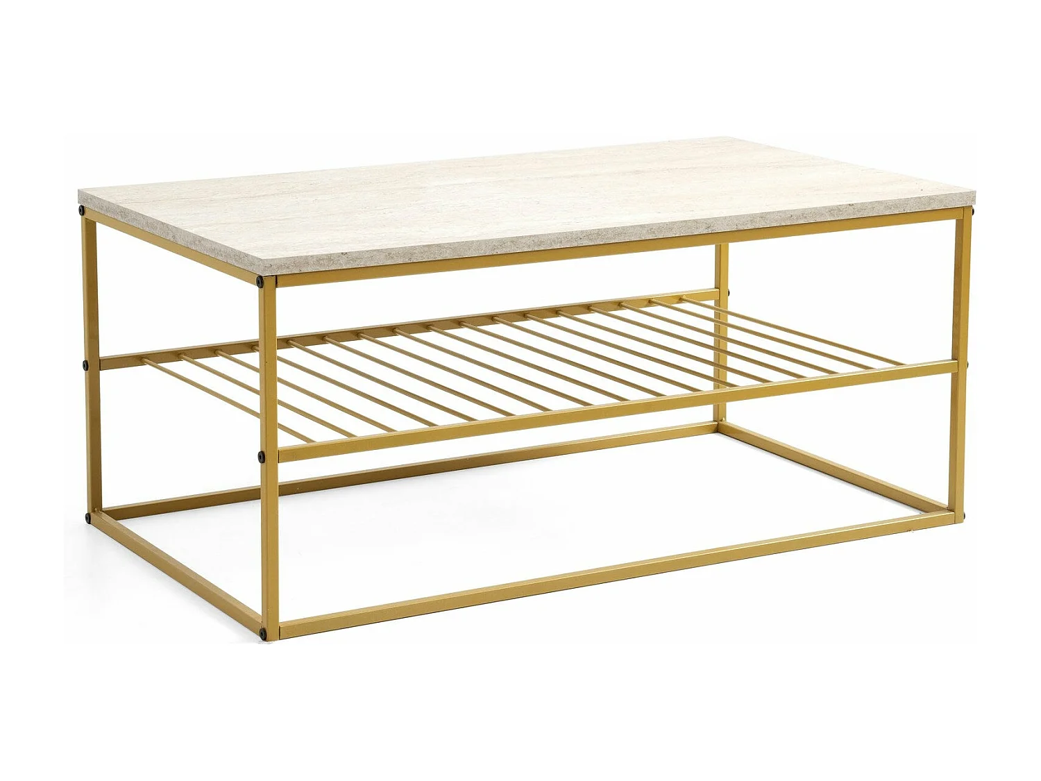 Mesa de Centro Asude – Elegância em Mármore e Ouro para sua Sala de Estar
