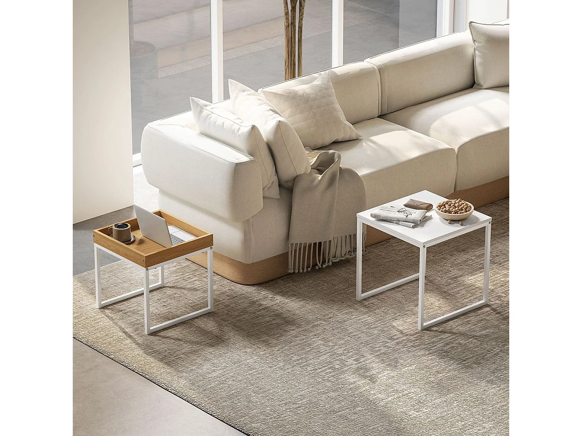 Set de 2 mesas nido Cassy Homcom blanco/natural