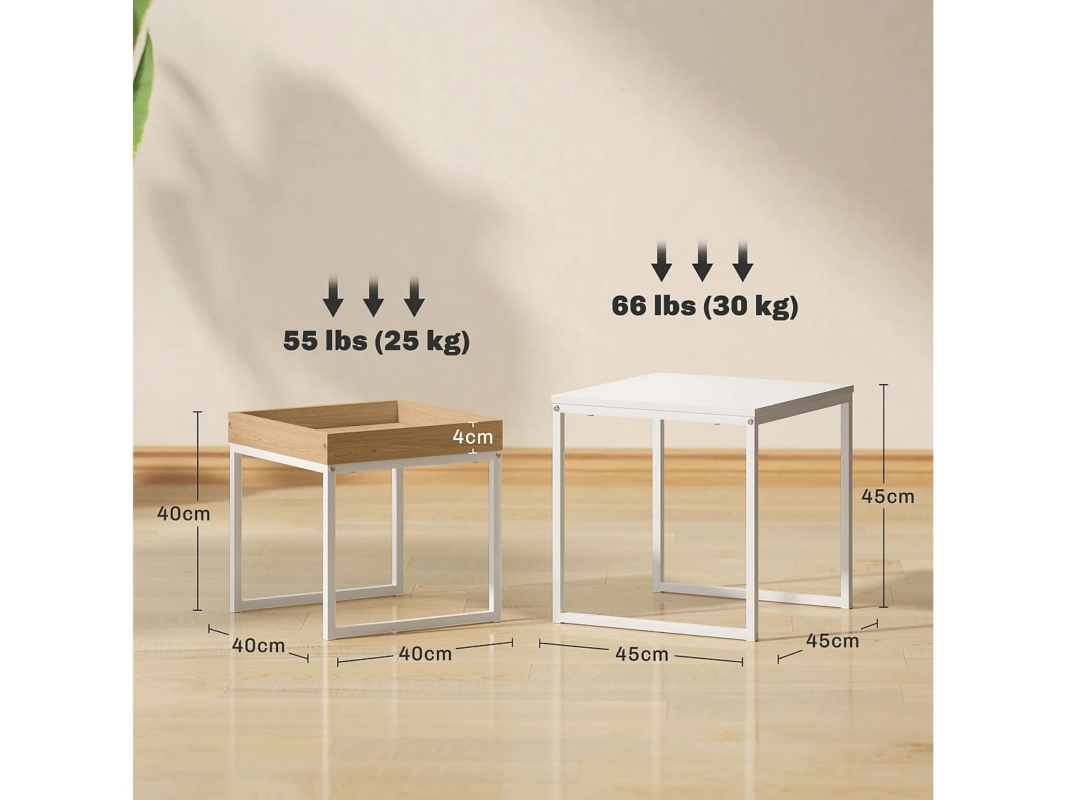 Set de 2 mesas nido Cassy Homcom blanco/natural