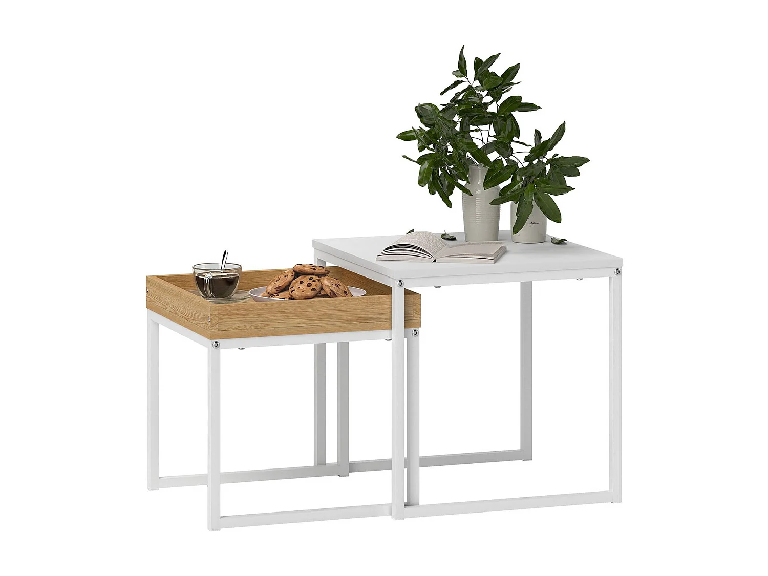 Set de 2 mesas nido Cassy Homcom blanco/natural