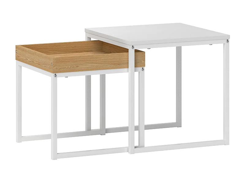 Set de 2 mesas nido Cassy Homcom blanco/natural