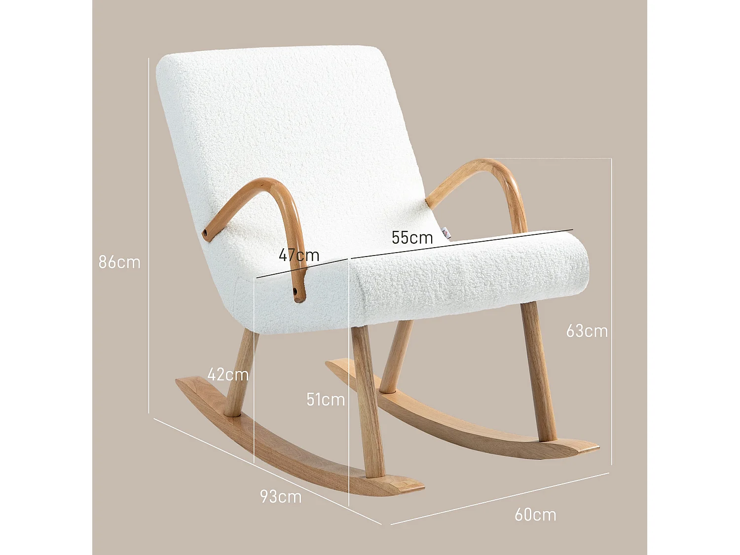 Poltrona Baloiço Moderna Estofada em Lã com Apoios e Design Elegante para Sala de Estar e Dormitório