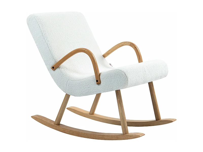 Poltrona Baloiço Moderna Estofada em Lã com Apoios e Design Elegante para Sala de Estar e Dormitório