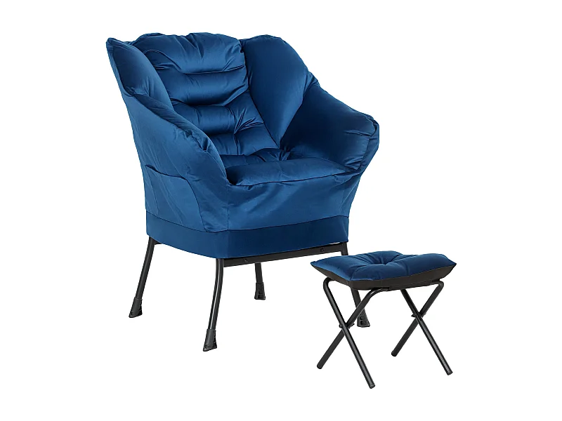 Butaca Nube Homcom con reposapiés azul 100x80x78 cm