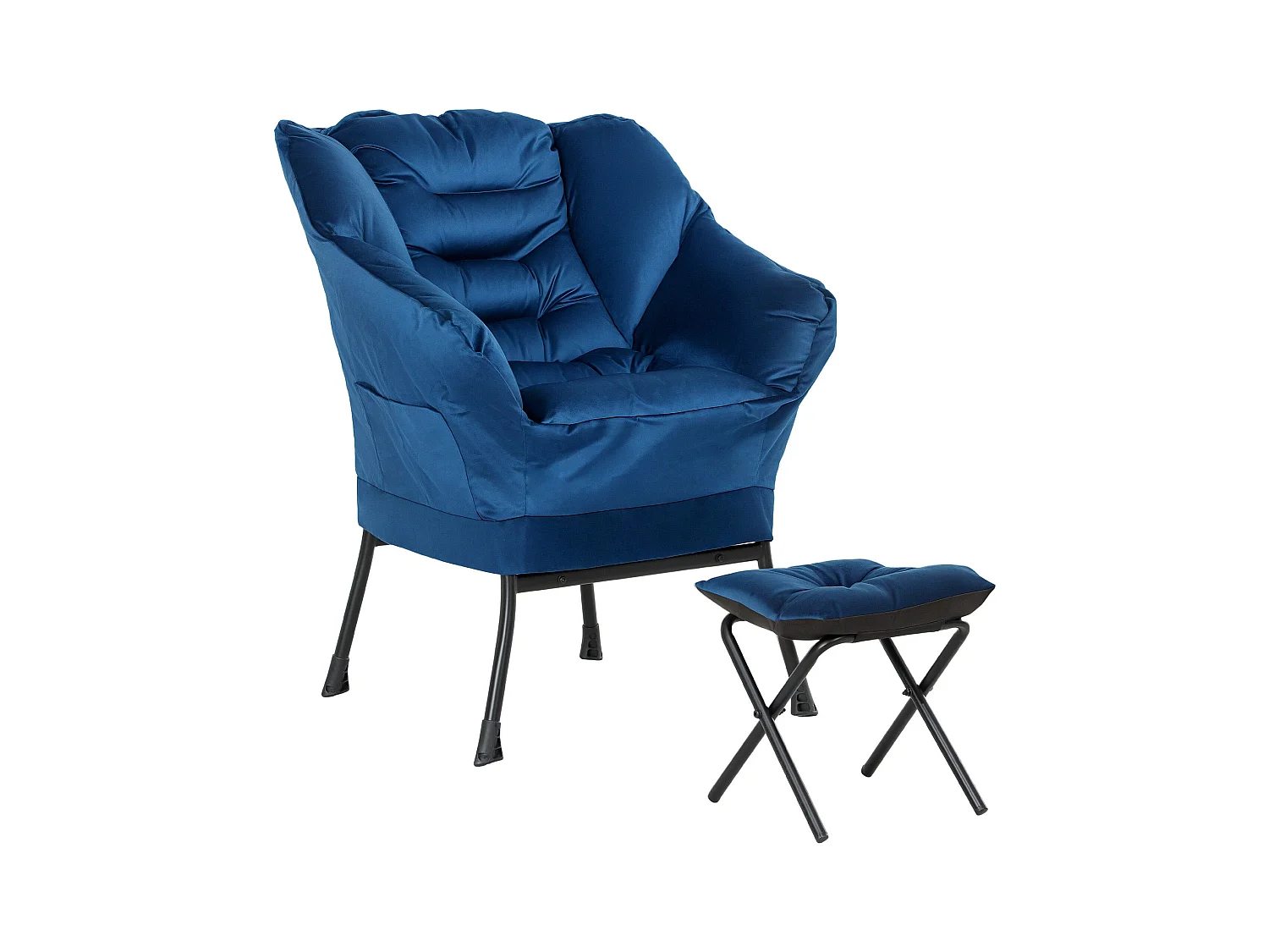 Butaca Nube Homcom con reposapiés azul 100x80x78 cm