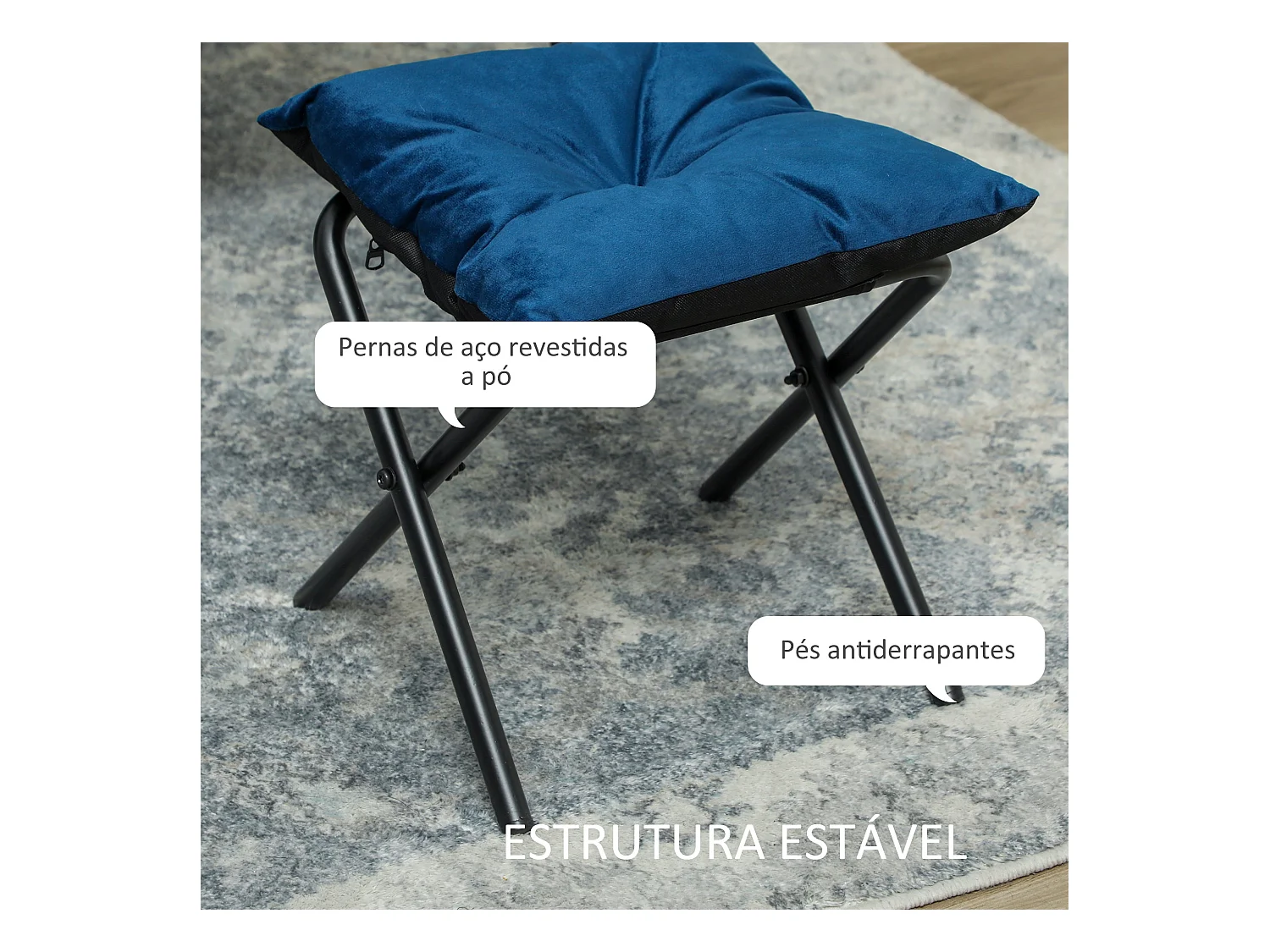 Butaca Nube Homcom con reposapiés azul 100x80x78 cm