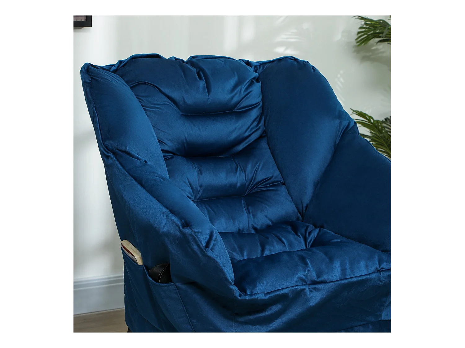 Butaca Nube Homcom con reposapiés azul 100x80x78 cm