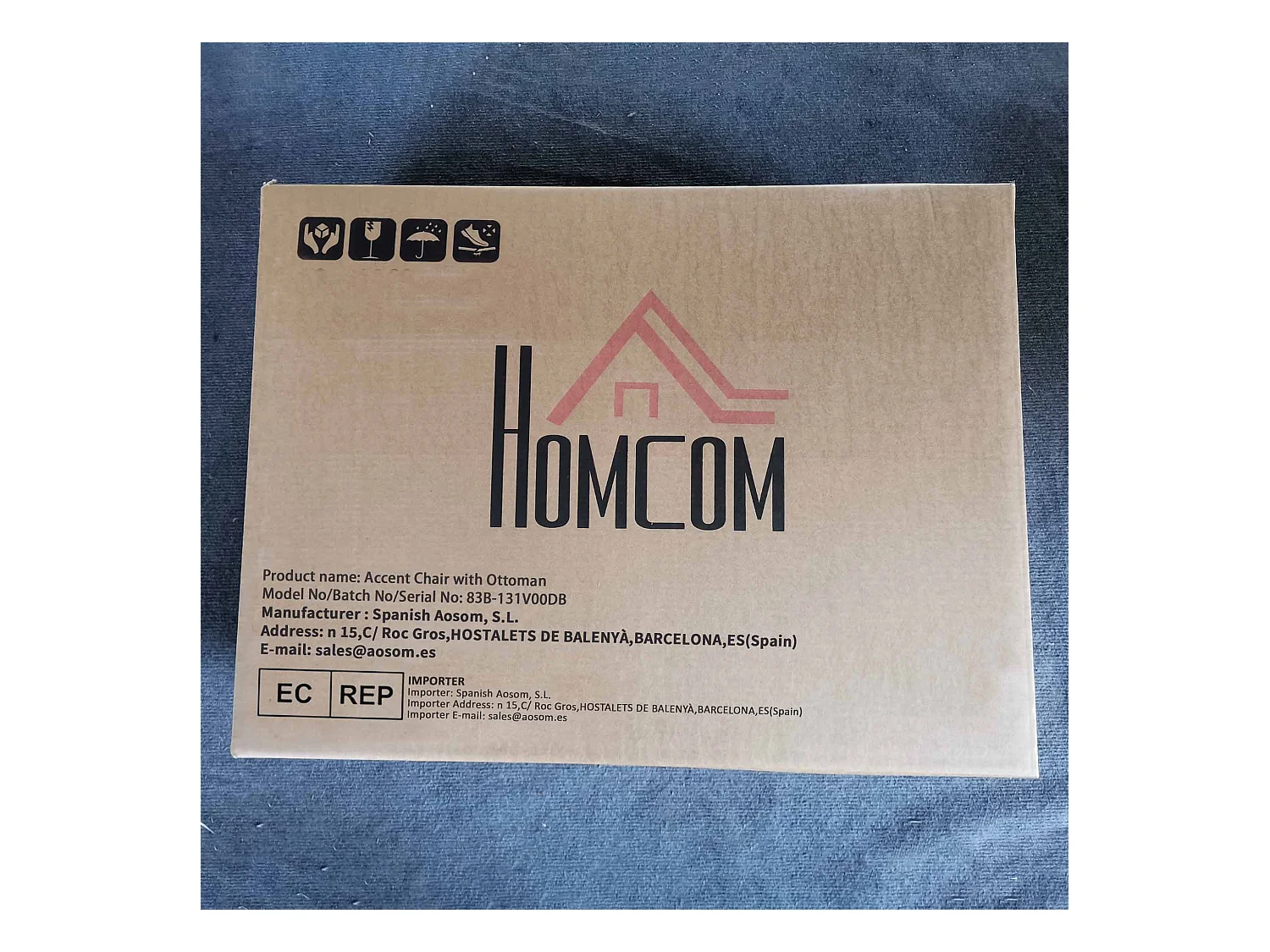 Butaca Nube Homcom con reposapiés azul 100x80x78 cm