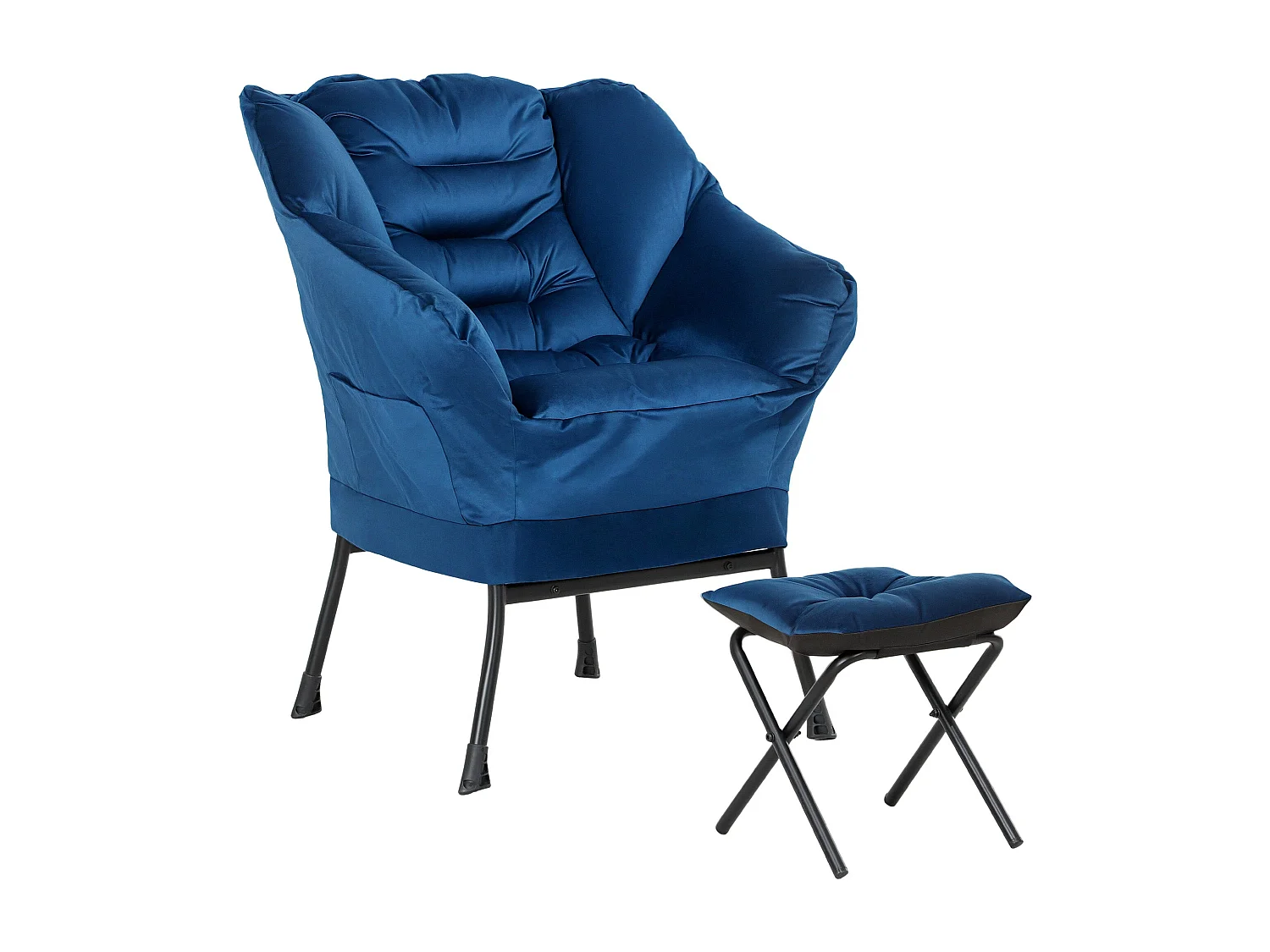 Butaca Nube Homcom con reposapiés azul 100x80x78 cm