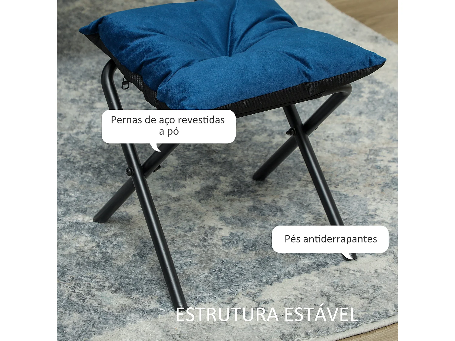 Butaca Nube Homcom con reposapiés azul 100x80x78 cm