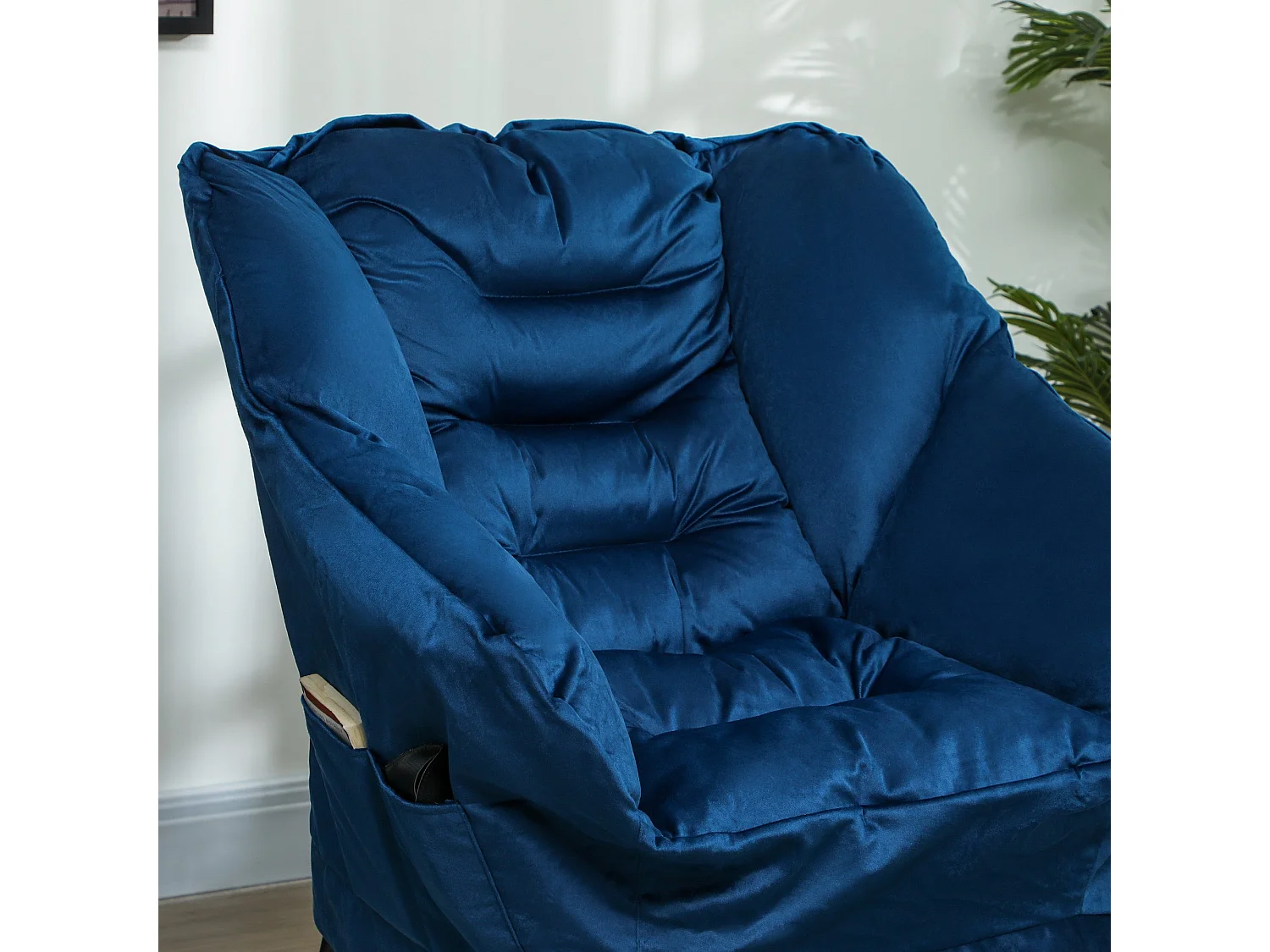 Butaca Nube Homcom con reposapiés azul 100x80x78 cm