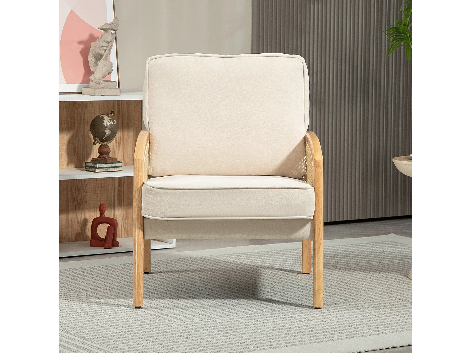 Butaca Romera Homcom cojines extraíbles beige 88x67x75 cm