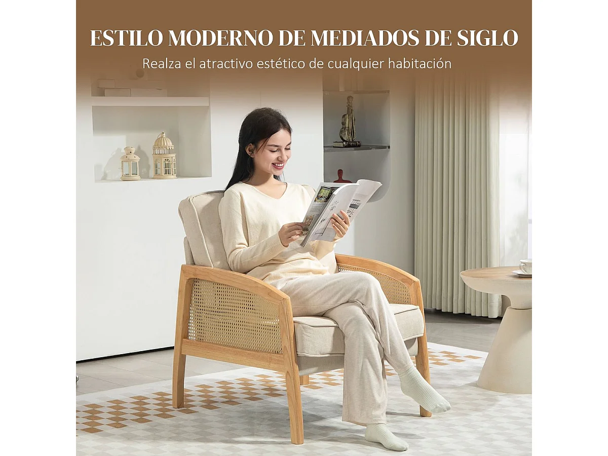 Butaca Romera Homcom cojines extraíbles beige 88x67x75 cm