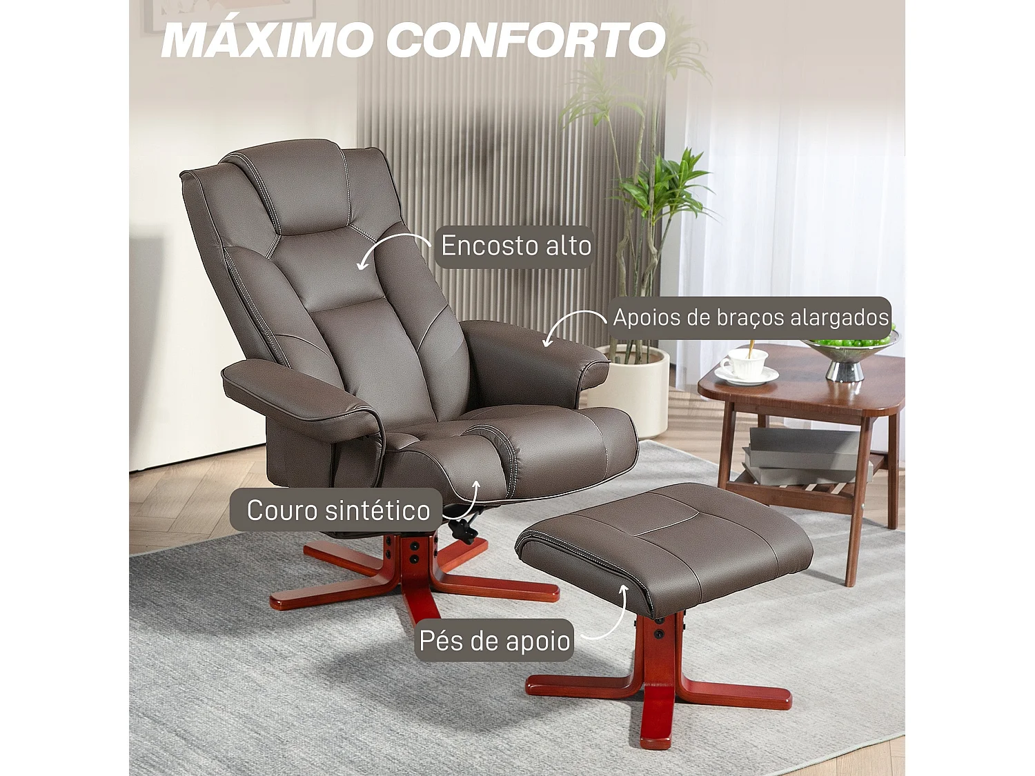 Poltrona Reclinável Moderna com Apoio para os Pés e Estilo Elegante para Sala de Estar