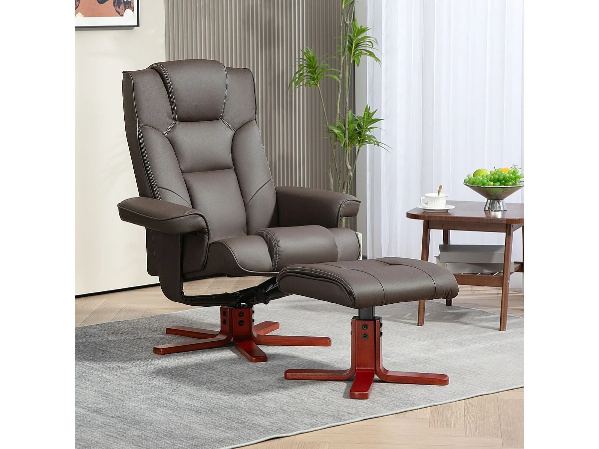 Sillón Luna Homcom reclinable + reposapiés marrón 105x83x78 cm
