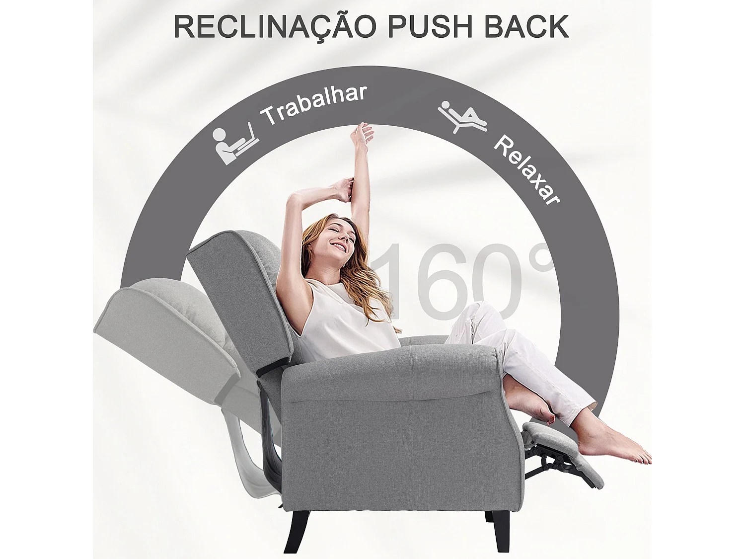 Sillón relax Petite Homcom reclinable gris 102x77x88 cm