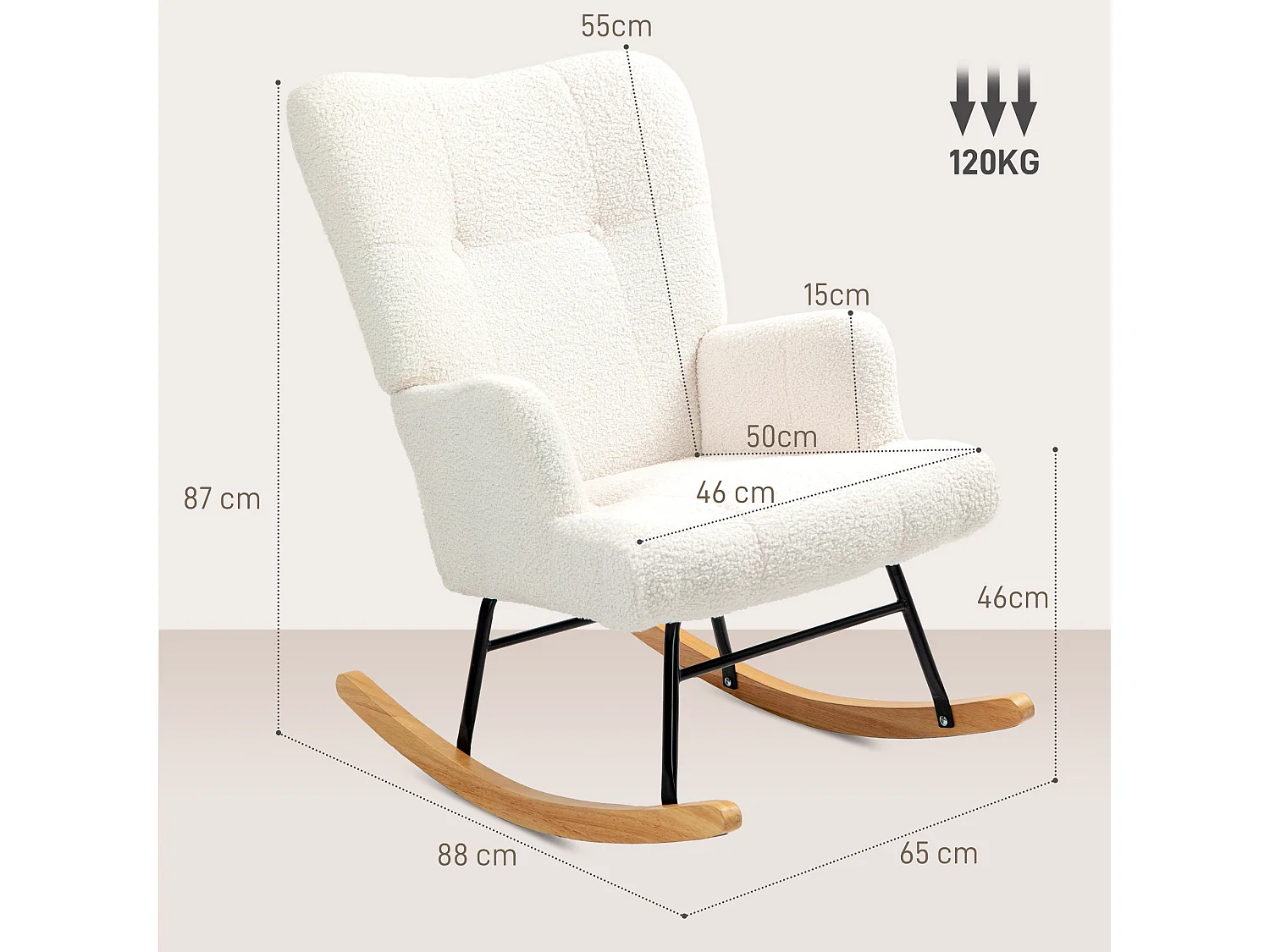 Mecedora Daisy Homcom respaldo alto blanco 87x65x88 cm
