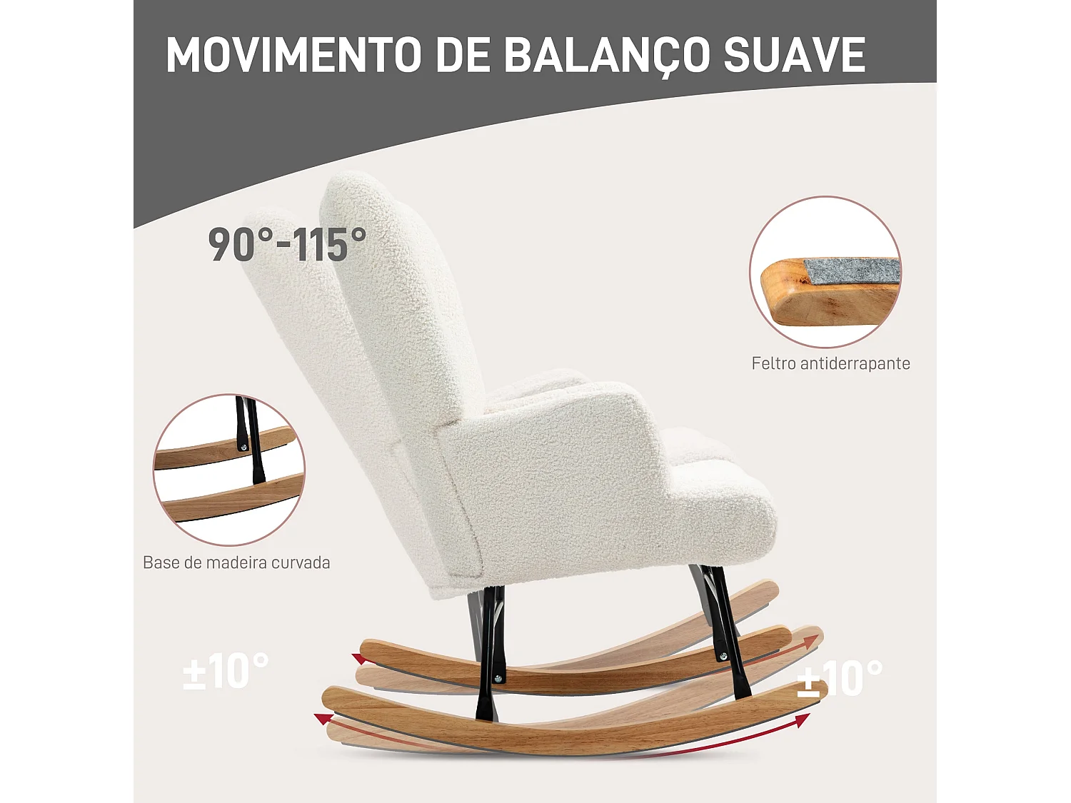 Mecedora Daisy Homcom respaldo alto blanco 87x65x88 cm