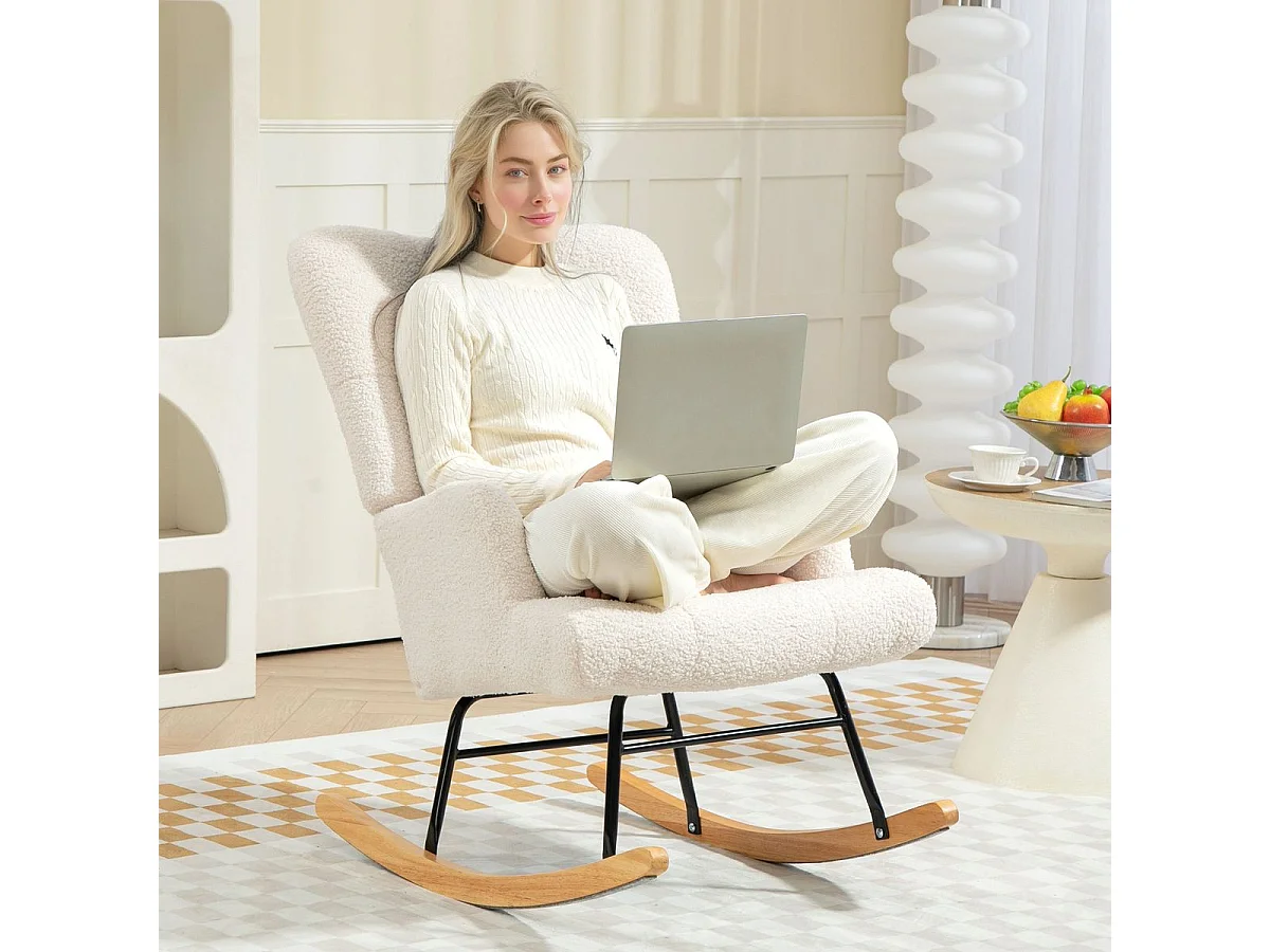 Mecedora Daisy Homcom respaldo alto blanco 87x65x88 cm