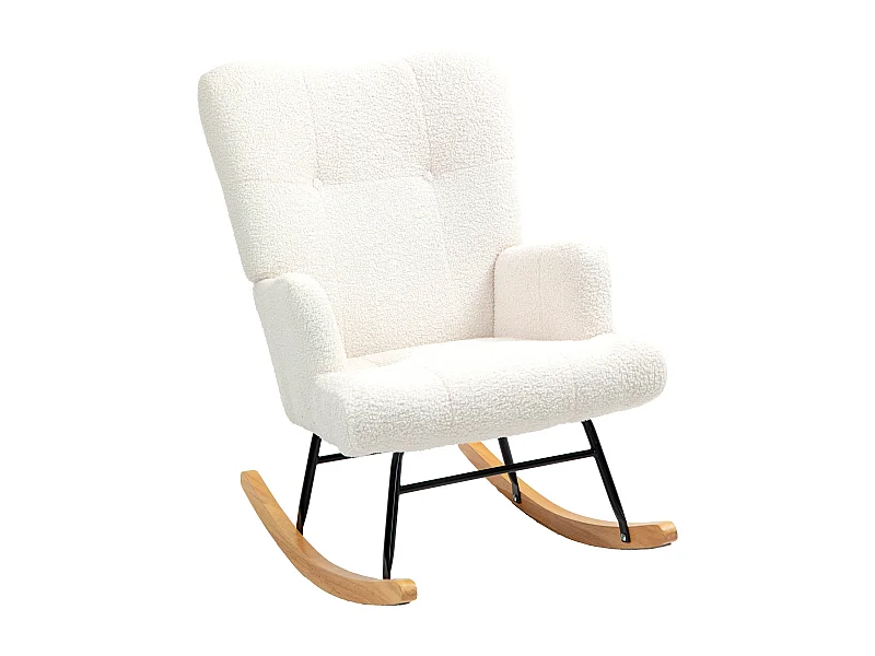 Mecedora Daisy Homcom respaldo alto blanco 87x65x88 cm