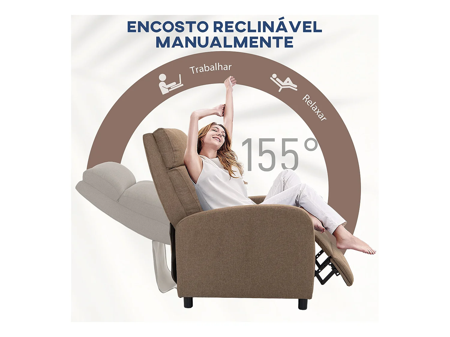 Sillón relax Gorrión Homcom reclinable con reposapiés marrón 98x67x87 cm