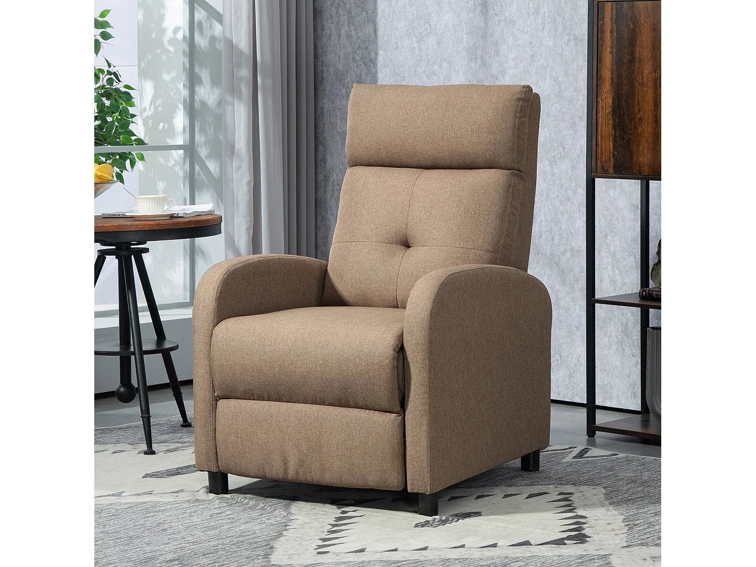 Poltrona Relax Reclinável Coimbra - Conforto e Estilo em Tecido de Linho Marrom