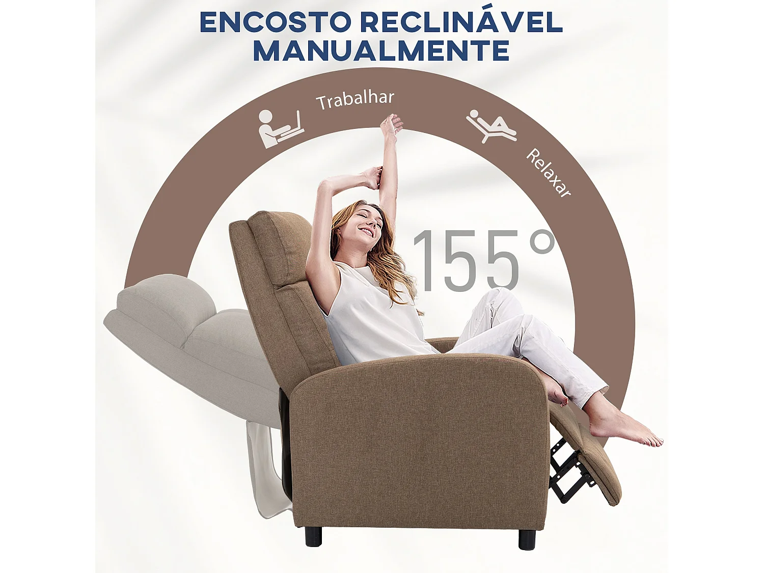 Poltrona Relax Reclinável Coimbra - Conforto e Estilo em Tecido de Linho Marrom