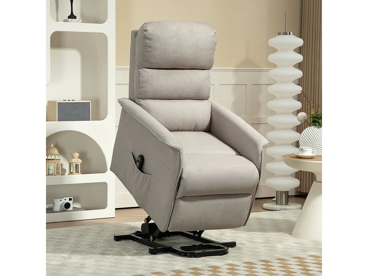 Sillón relax Marcelo Homcom reclinable sistema de elevación y mando a distancia beige 96x66x90 cm