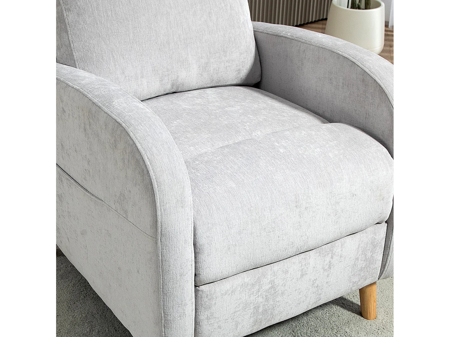 Sillón relax Leo Homcom reclinación manual + reposapiés retráctil gris 106x68x90 cm