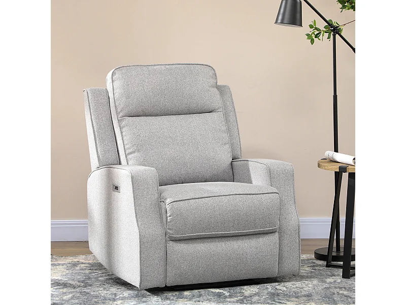 Poltrona Reclinável Elétrica com USB - Design Moderno e Confortável 150° - Cinza - Ideal para Qualquer Ambiente