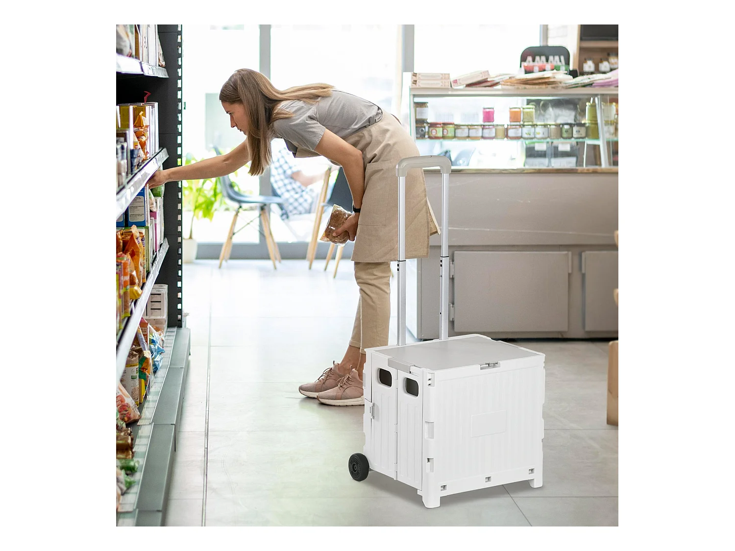 Carrito auxiliar Urkiola Homcom 32L con ruedas blanco 85x41,5x32,5 cm