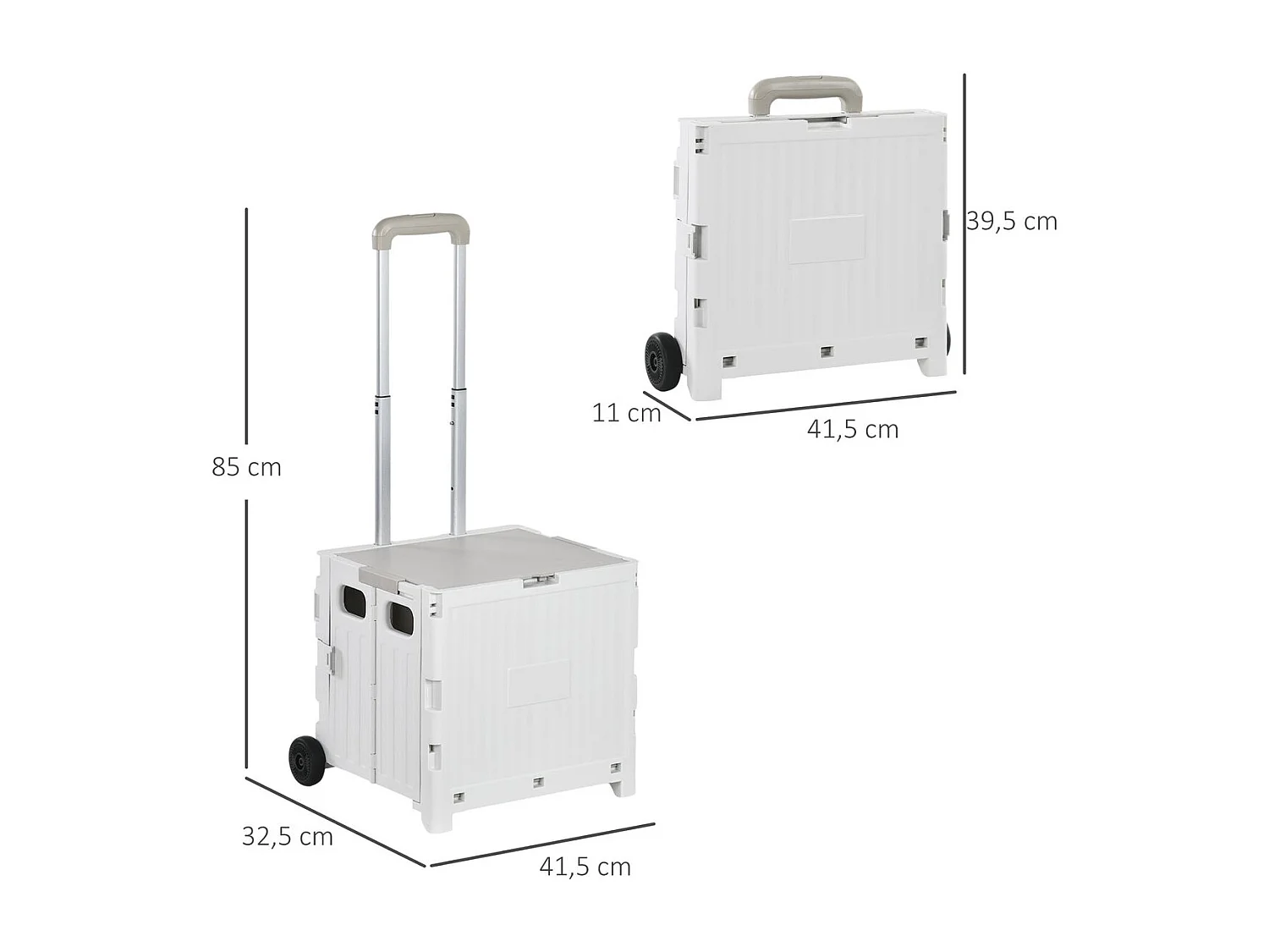 Carrito auxiliar Urkiola Homcom 32L con ruedas blanco 85x41,5x32,5 cm