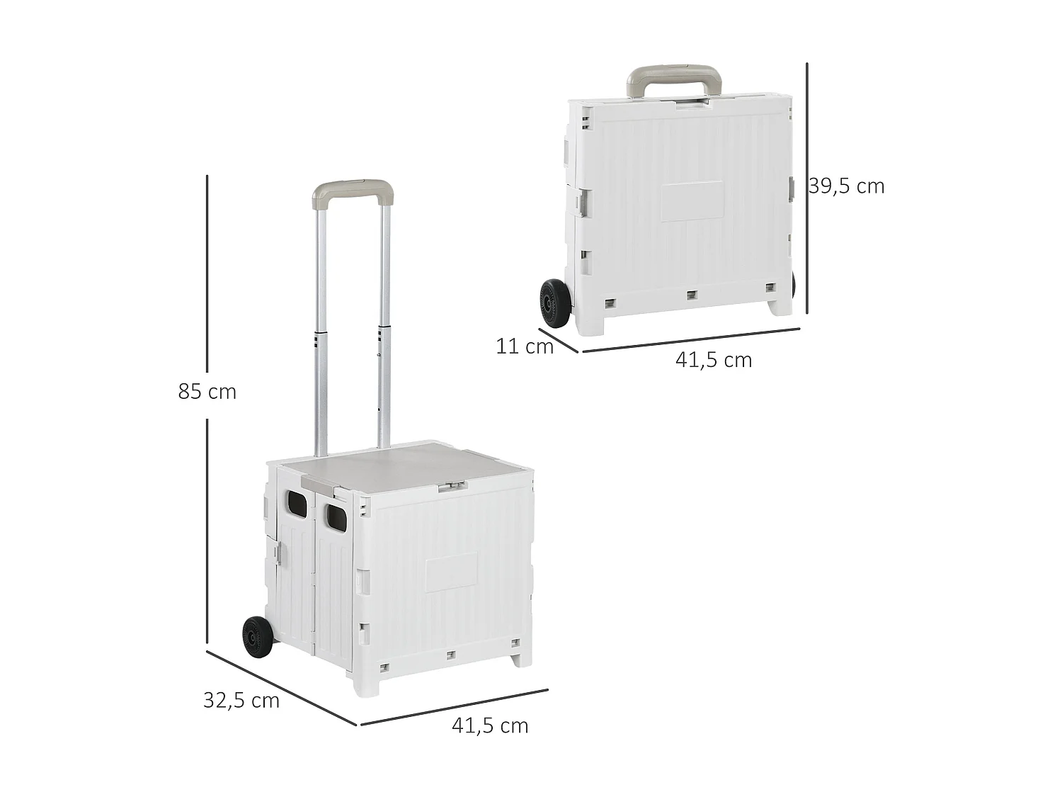 Carrito auxiliar Urkiola Homcom 32L con ruedas blanco 85x41,5x32,5 cm