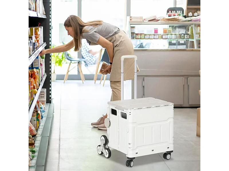 Carrito multiusos Roller Homcom 35L plegable blanco 95x43x48 cm