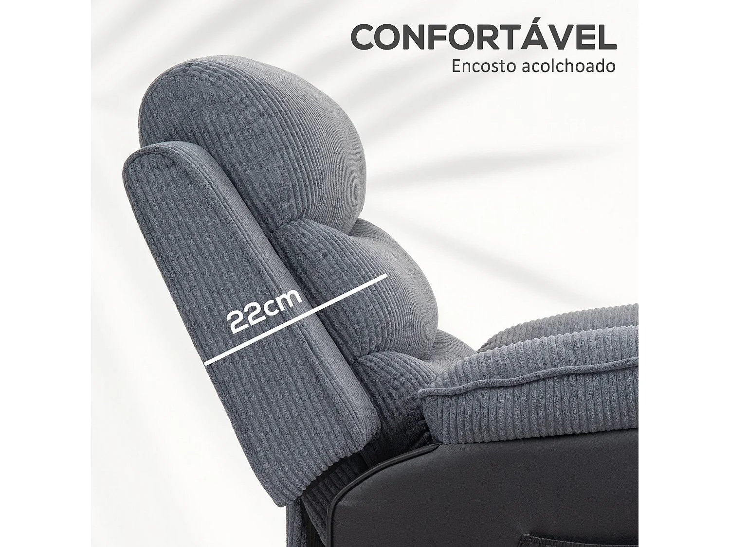 Poltrona Elevatória Reclinável com Controle Remoto e Apoio para os Pés - Modelo Belluno Cinza Escuro 96x96x108 cm