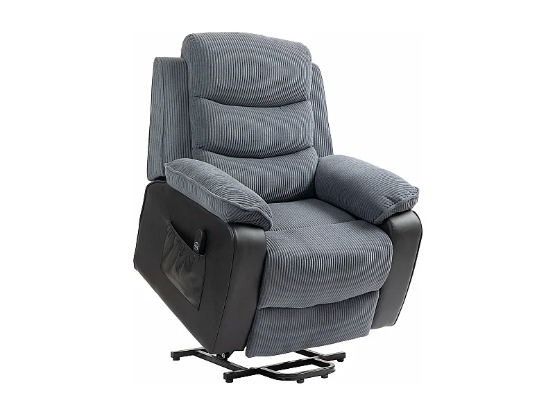 Poltrona Elevatória Reclinável com Controle Remoto e Apoio para os Pés - Modelo Belluno Cinza Escuro 96x96x108 cm