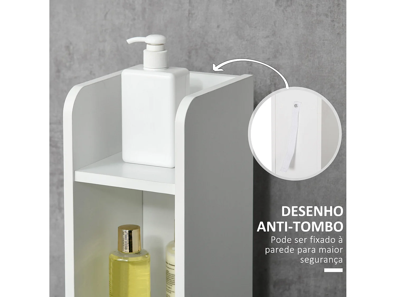 Columna de baño Liana Kleankin 3 puertas y 3 estantes blanco/negro 120x15x17 cm