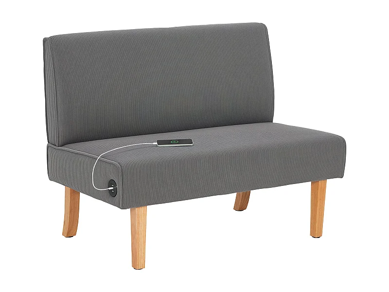 Sofá Ambar Homcom 2 plazas con 2 puertos de carga USB-C gris 85x110x60 cm