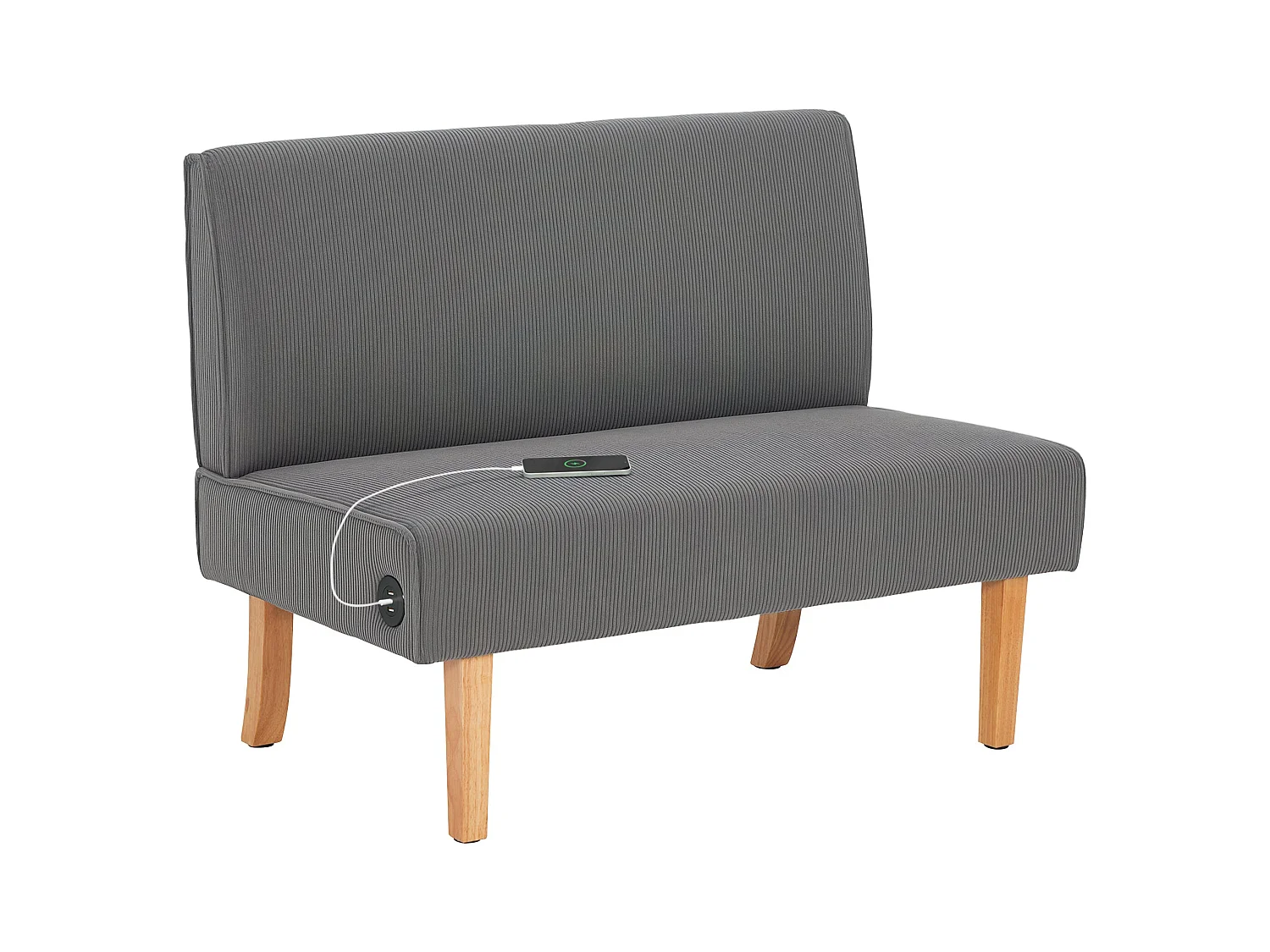 Sofá Ambar Homcom 2 plazas con 2 puertos de carga USB-C gris 85x110x60 cm