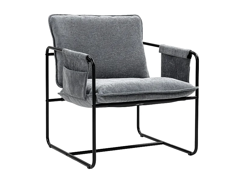 Butaca Albert Homcom bolsillos laterales gris 81x68x78 cm